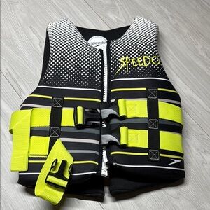 Speedo Kids Swim Vest - Black and Neon Yellow